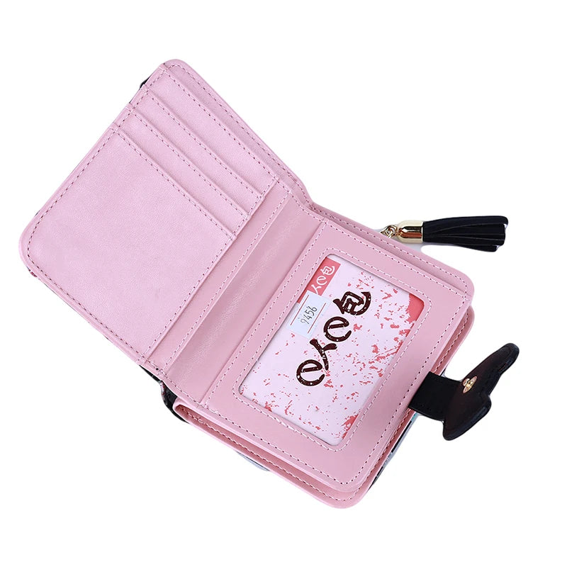 Hemasa  PU Leather Tassel Cartoon Cat  Wallet   for Women /Coin Purse/Card Holder