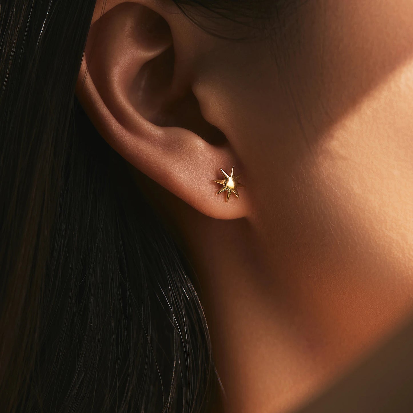 MODIAN 925 Sterling Silver Trendy Delicate Golden Color Sun Unisex Stud Earrings For Men Women Fine Jewelry