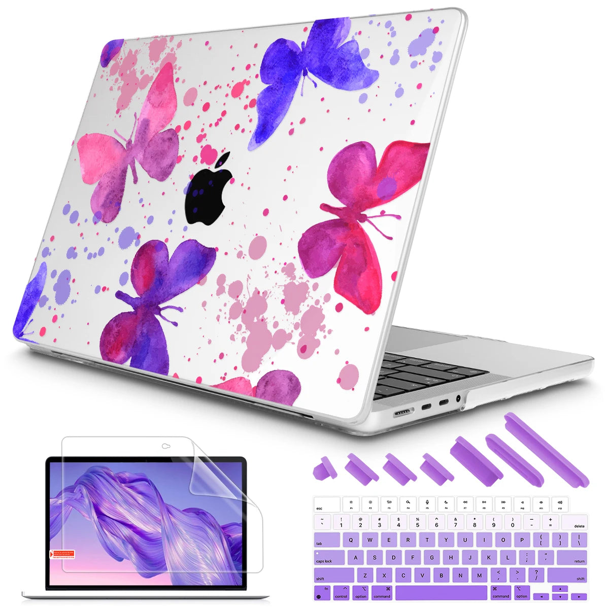 Hemasa Colorful Butterfly Hard case for Macbook M4 A3401 Pro 2023 M2 Air Pro 13 2022 A2338 A2681 A2337 M1 Pro 14 16 A2779 M2 Air 11 12