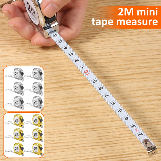 6PCS Mini Tape Measure 2M Retractable Small Steel Measuring Tape with Keychain Portable for Home Office School and DIY Project