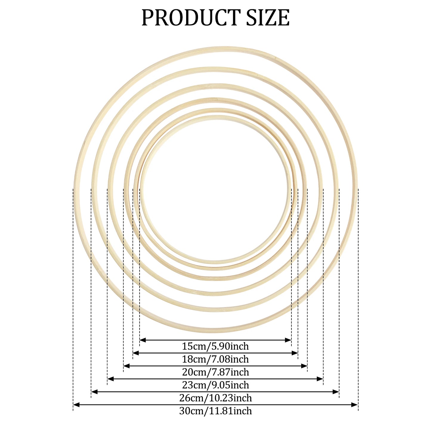 Tejesa 5-30cm Bamboo/Metal Floral Hoop Wreath Frame Wire Ring Flower Garland Holder DIY Dream Catcher Macrame Floral for Wedding Decor