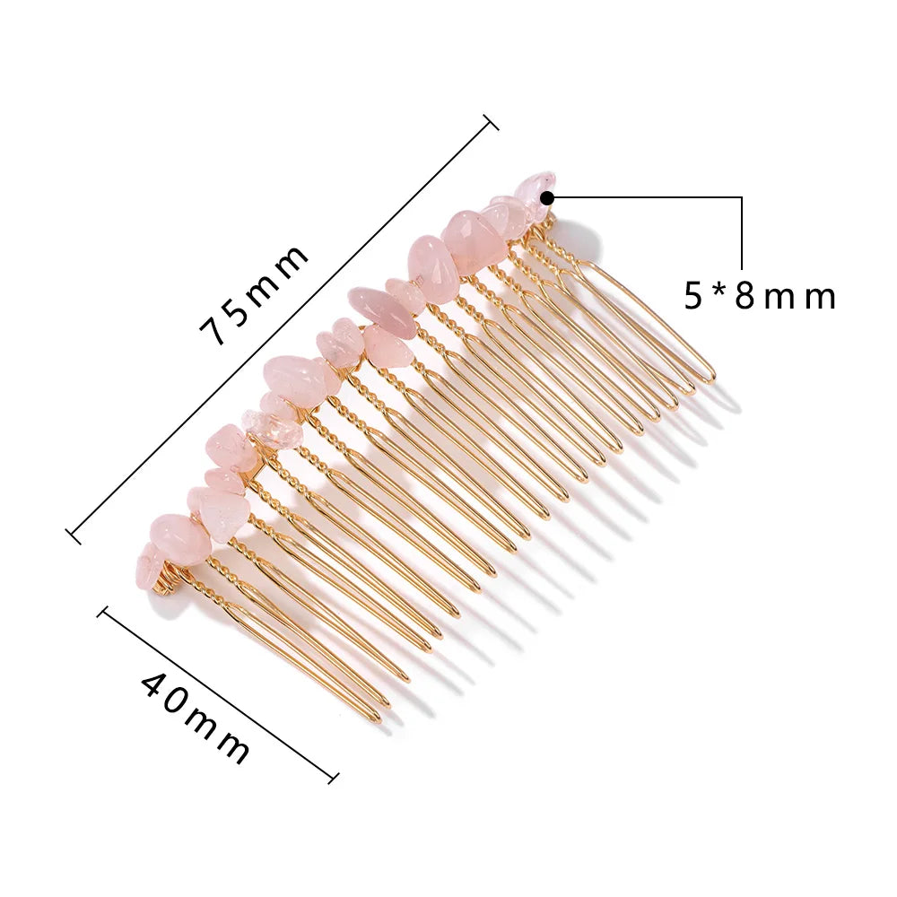 Hemasa Crystal Hair Combs Hair Accessories Natural Quartzs Stone Hair Clips Healing Reiki Hairpin Wedding Bridal Headwear Jewelry
