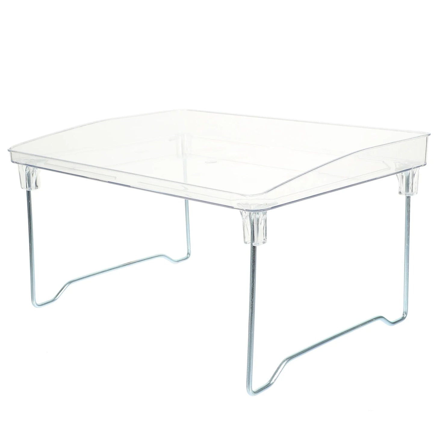Hemasa Portable Breakfast Tray Table for Bed with Folding Legs and Clear Acrylic Surface