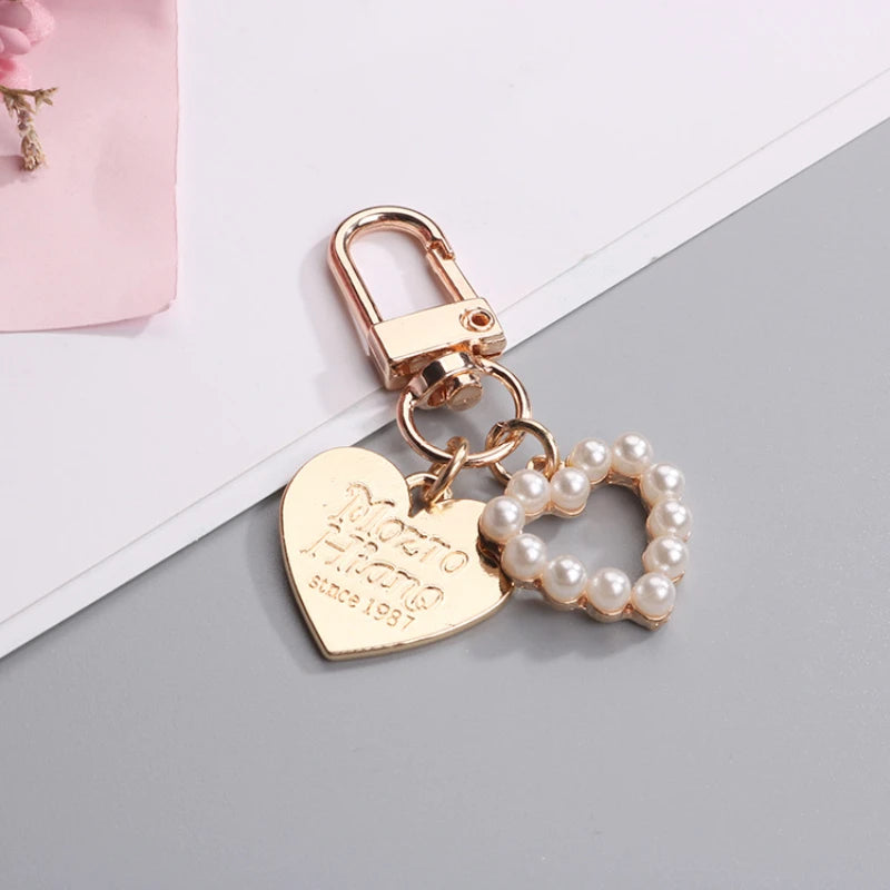 Tejesa Metal Heart Shell Key chain Creative Gift Cute Pearl Pendant Bag Pendant