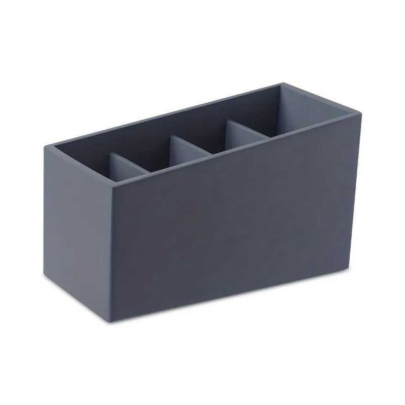 Wooden 4-Slot Remote Control Organizer Box - Desktop Storage for TV AC Remotes and Smartphones
