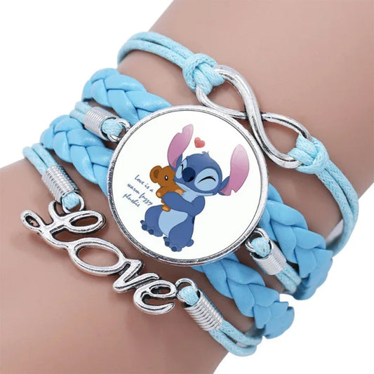 New Disney Lilo & Stitch Cartoon Bracelet Anime Figure Stitch Soft Leather Wristband Accessories Girls Kids Cute Jewelry Gifts