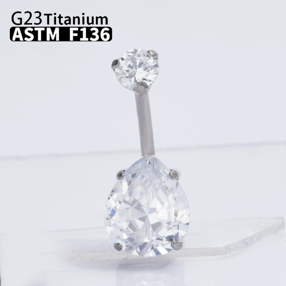G23 Titanium Women Sexy Belly Button Rings Piercing ASTM F136 Body Jewelry 14G Internally Threaded Zircons wholesale Jewelry