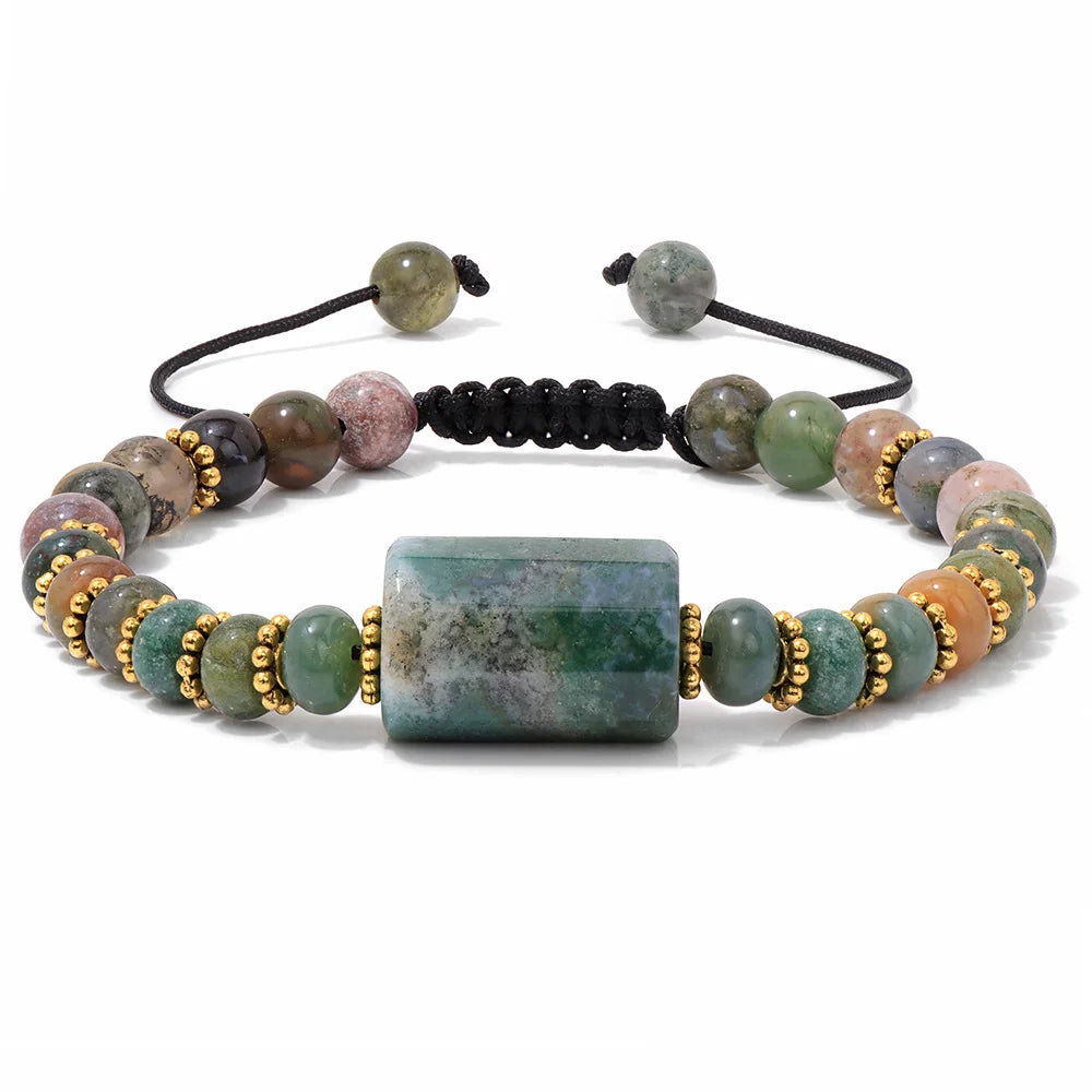 Tejesa Adjustable Cylinder Citrines Woven Bracelets For Women Men Natural Stone Colorful Rondelle Flat Beads Braided Bracelet Jewelry