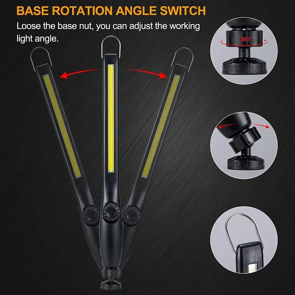 Hemasa 1-10pcs USB Rechargeable COB LED Flashlight Magnetic Work Light Hook Torch Portable Lantern Inspection Camping Car Repair Lamp