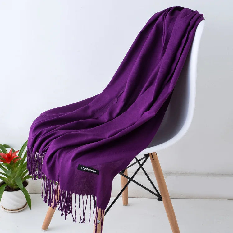 Women's Pashmina Scarf Shawls Soft Cashmere feeling Headscarf Travel Office Winter  Warm Hijabs Solid Lady Wraps Female Bandana