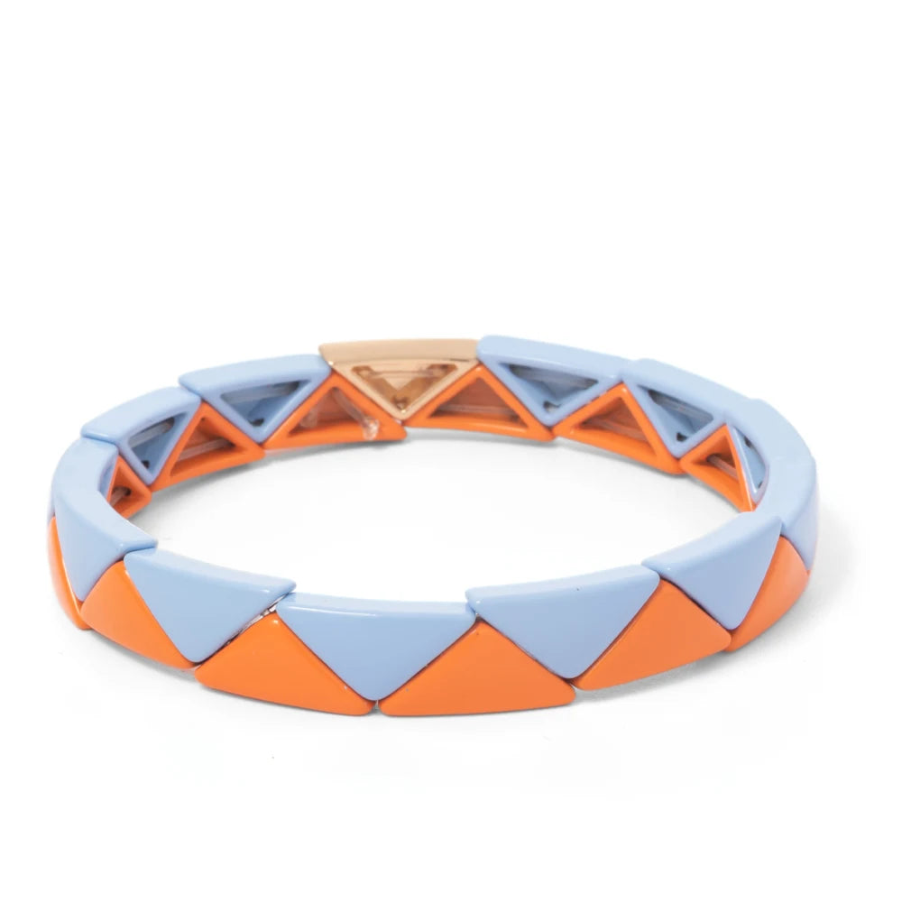 Tejesa 6.5x13mm Colorful  Triangle Enamel Elastic Beads Bracelets For Women/Girls