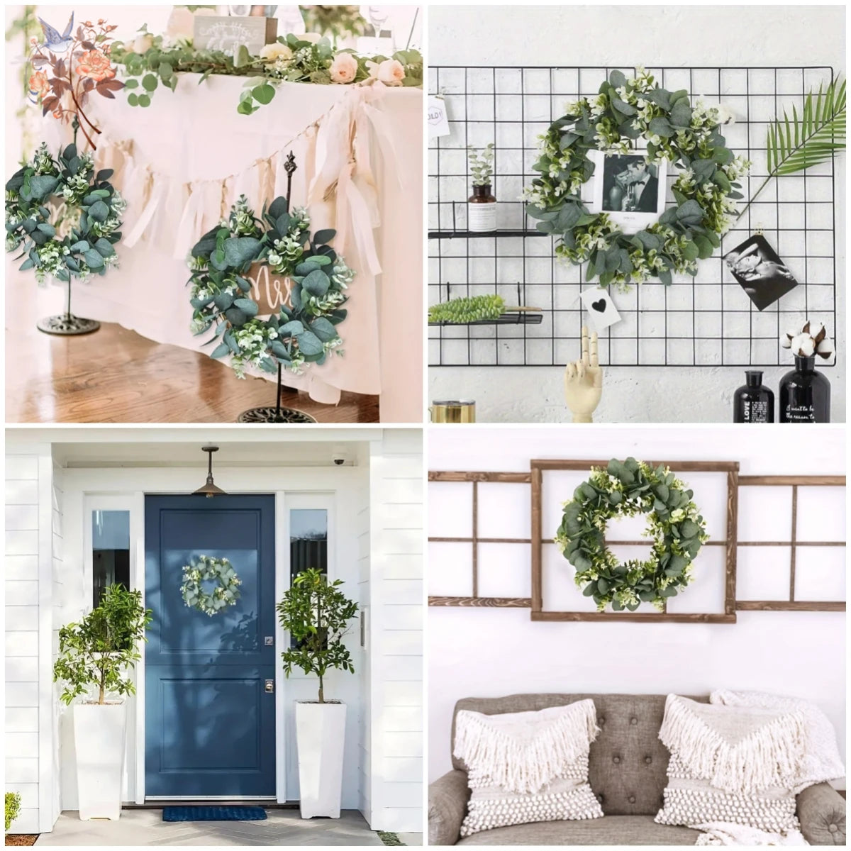 Simulation Money Leaf Eucalyptus Wreath Front Door Wall Hanging Green Garland Holiday Festival Party Home Decoration Ornaments