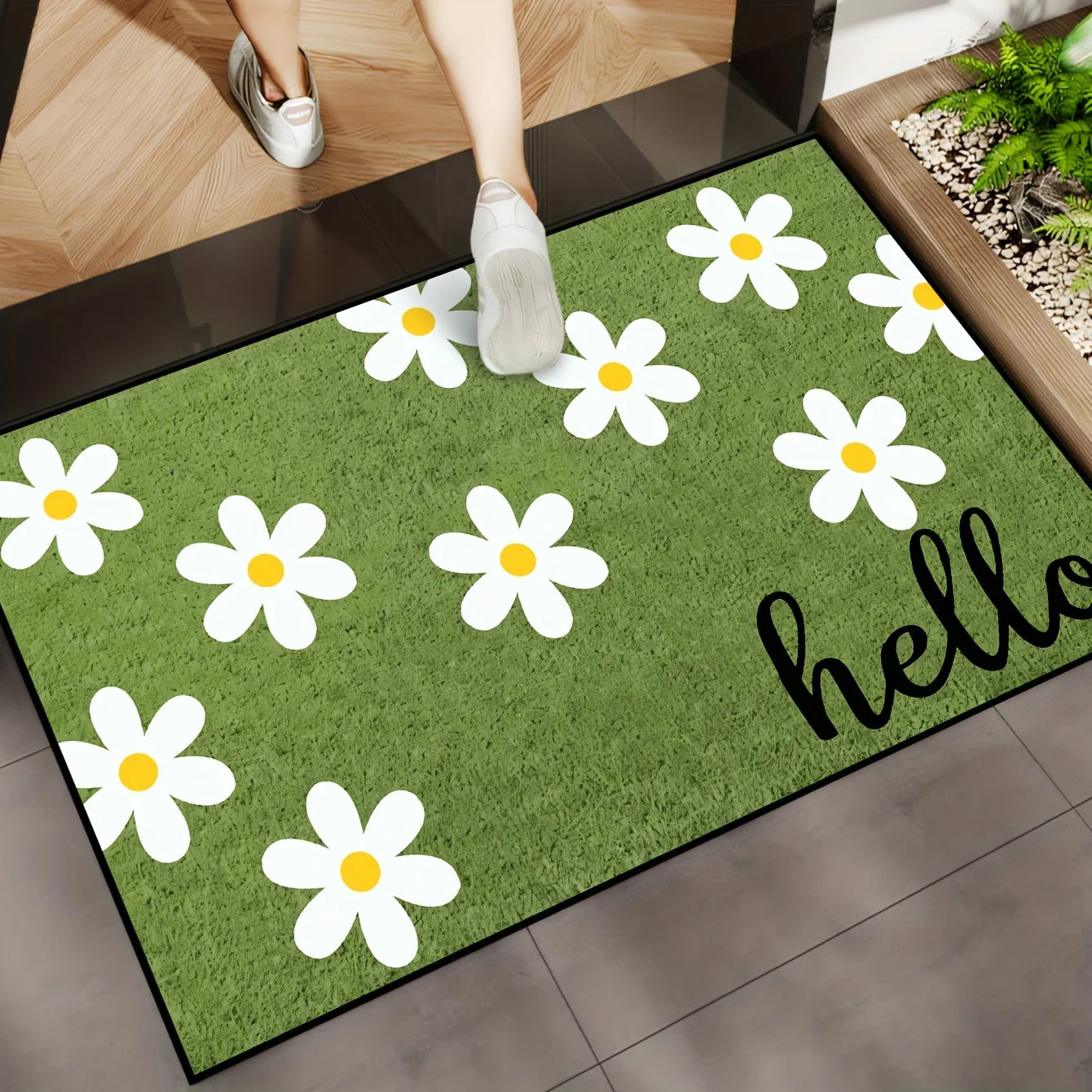 Tejesa  Small Chrysanthemum Carpet Cow Green Doormat /Welcome Mat Outdoor Carpet Rug For Bedroom Living Room Carpet Washable Home
