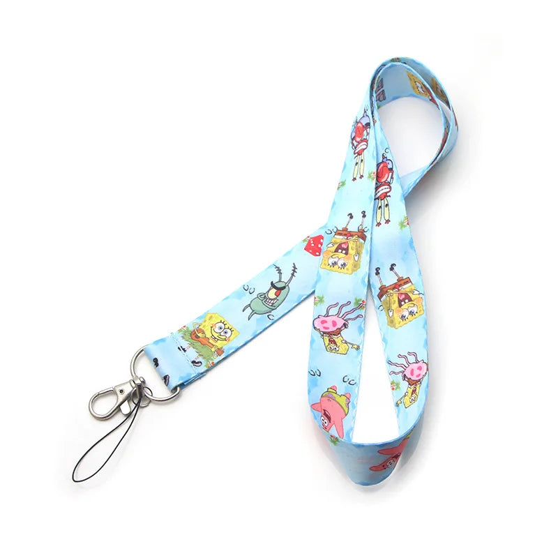 POP MART Spongebob Cartoon Key Lanyard ID Badge Holders Animal Phone Neck Straps with Keyring Phone Accessories D042