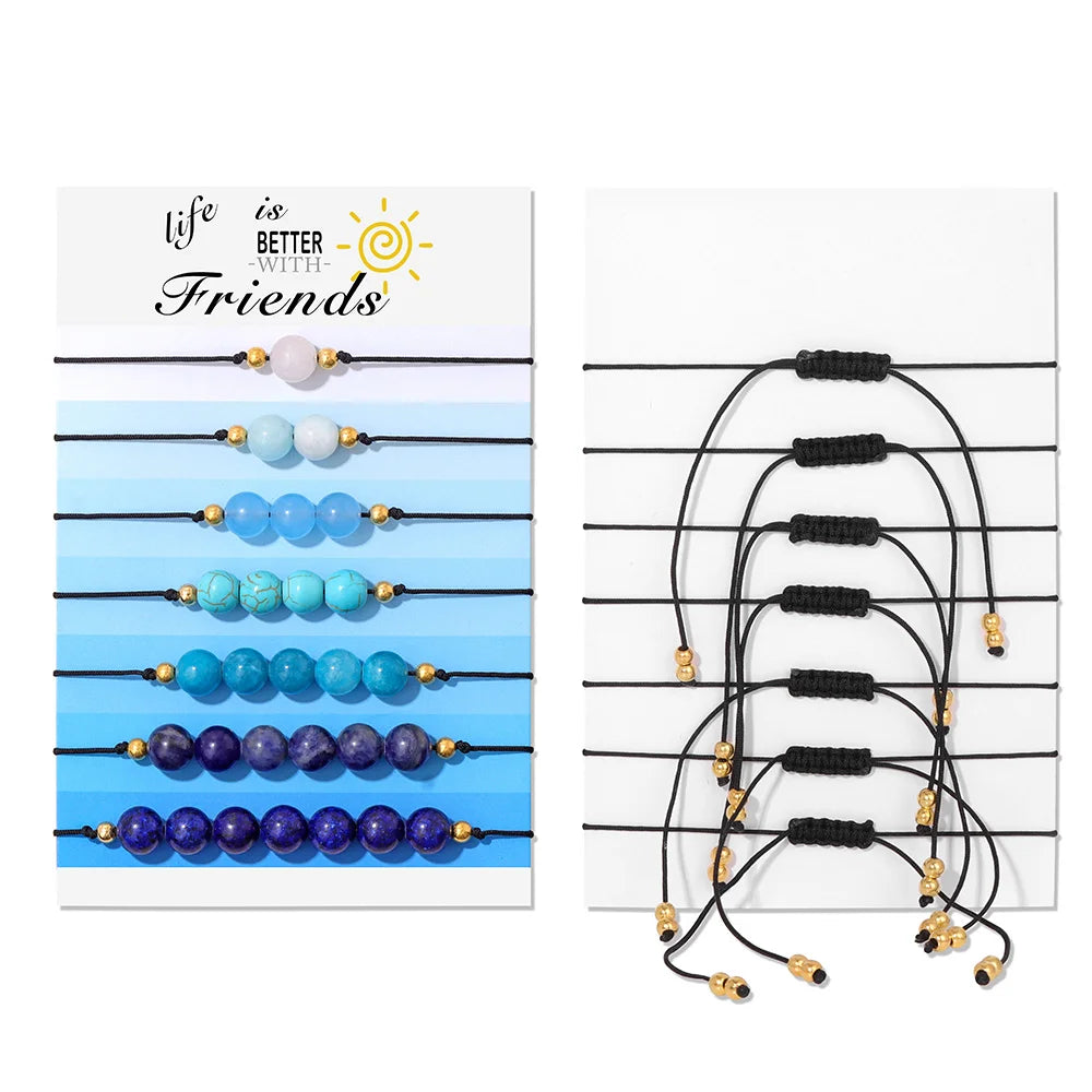 Colorful Natural Quartz Chip Stone Bracelet Set Irregular Gravel Crystal Beads Braided Bracelets for Women Men Boho Jewelry Gift