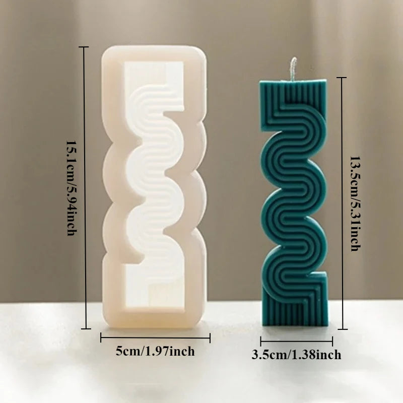 Hemasa 3D Geometric Wave Stripe Shaped Candle Mold / Aromatherapy Gypsum Soap Resin Crafts Silicone Mold DIY Handmade