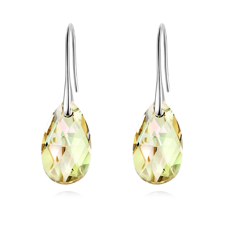 Classic Silver Color Korean Pear-shaped Drop Earrings Original Crystals from Austria Jewelry for Women Big Pendant Pendientes