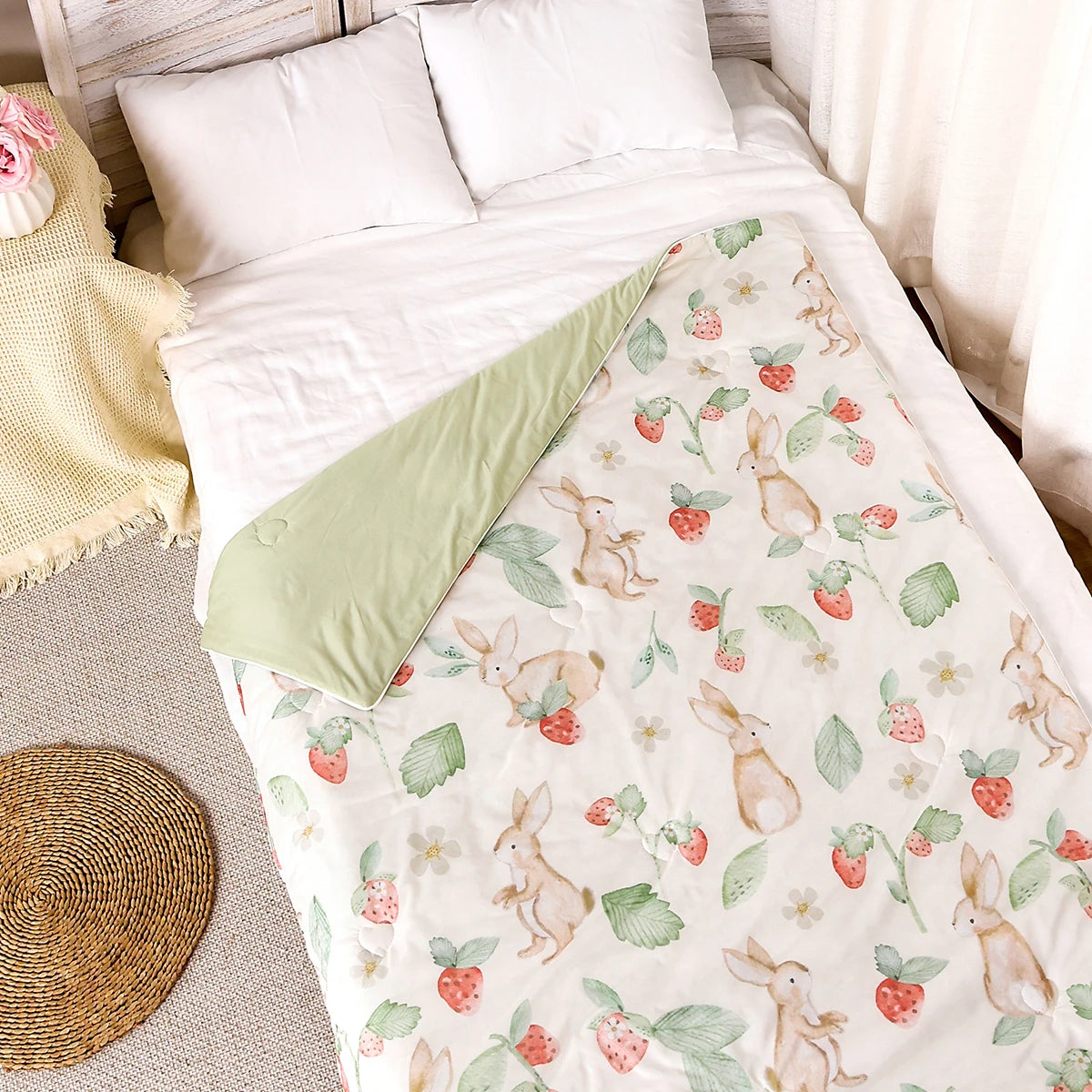 Tejesa Double Side Use Baby Cotton Padded Blanket /Breathable New born Quilt Size 110x150cm