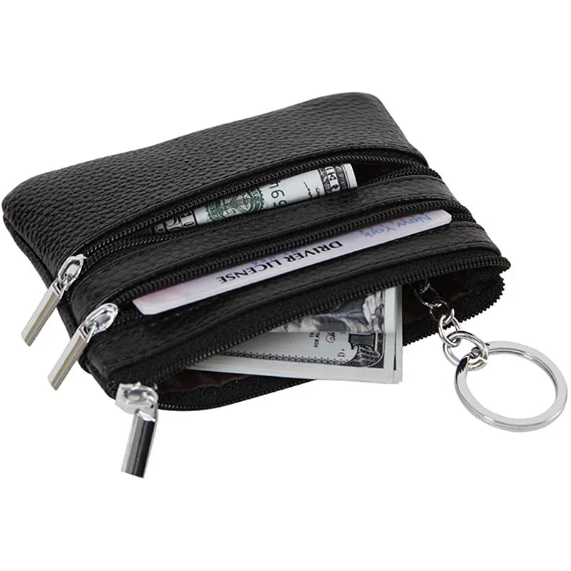 Fashion Women Men Kids Mini Wallet Ladies Double Zipper Coin Purse Multifunctional Small Coin Credit Card Key Ring Wallet