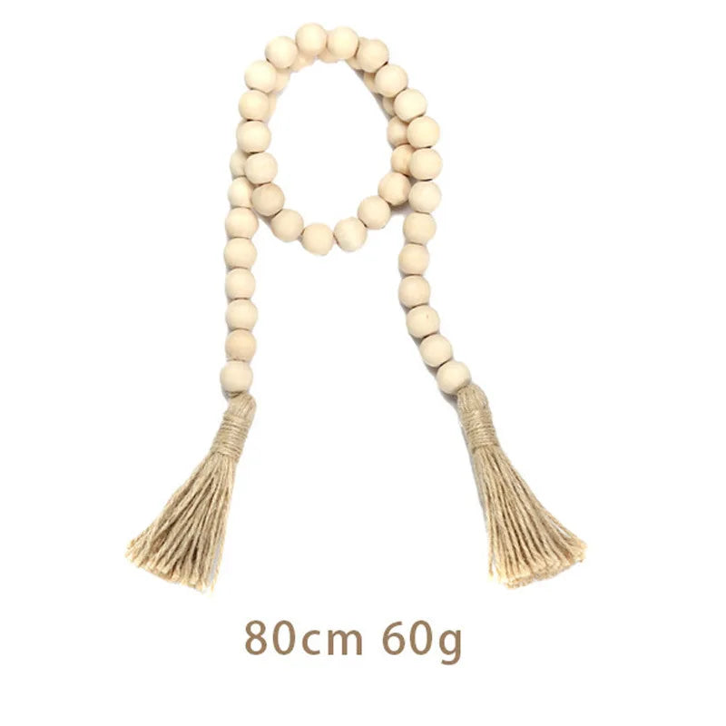 Wooden Beads Garland Farmhouse Wall Hanging Diy Handmade Garland Rattan Macrame Wall Hanging Bohemian Gift Tassels Decor Craft