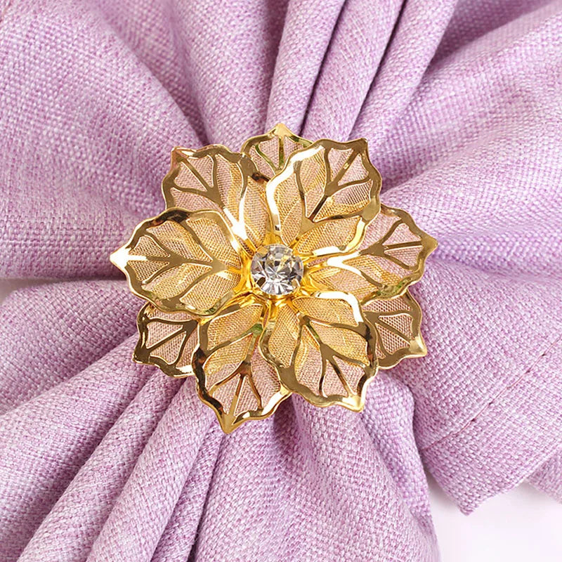Hemasa  12 PCS Flower Napkin Rings Holders  For Hotel /Banquet Wedding P/arty Event Dining Table Decoration