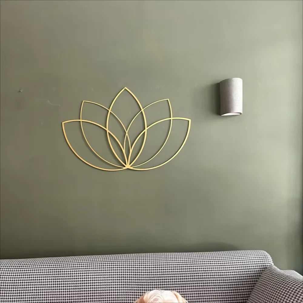 Hemasa Lotus Gold Wall Decor Metal Wall Art Yoga Teacher Gift Lotus Flower Design for Modern Living Room and Above Bed Home Decor