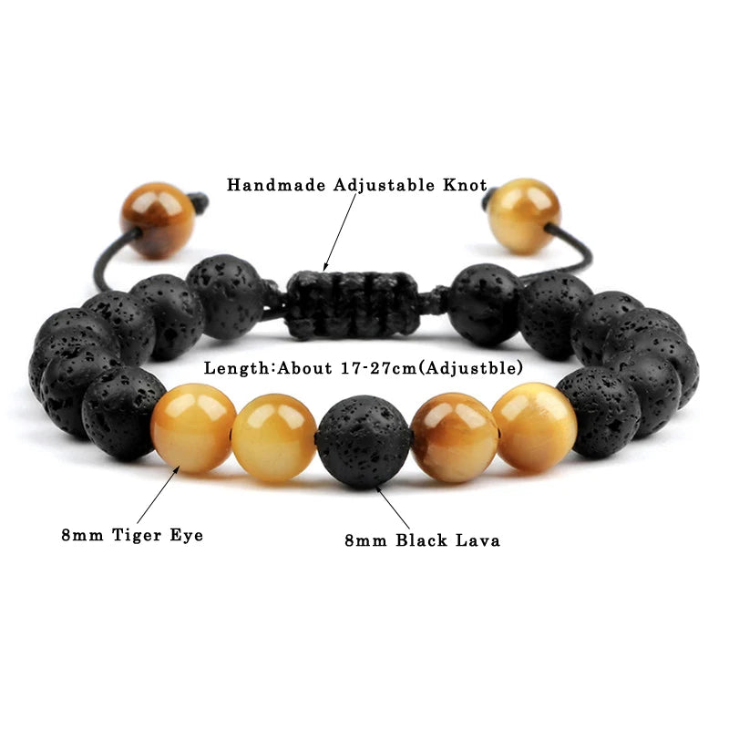 Hemasa Tiger Eye Beads Bracelets / Natural Stone Lava Beads Bracelet for  Women/Girls