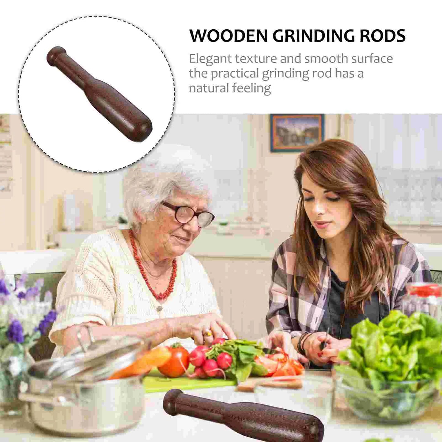Pedestal Stick Mortero Garlic Press Spice Wood Pestle