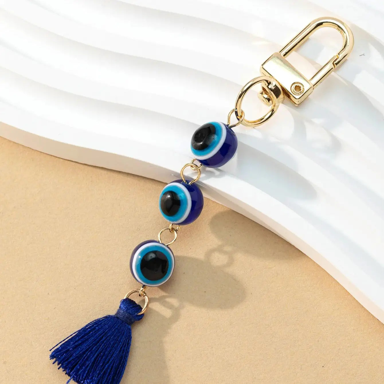 Fashion Blue Devil's Eye Keychain Lucky Talisman Tassel Keyring Bag Pendant for Women Car Trinket Key Ring Key Holder Gift