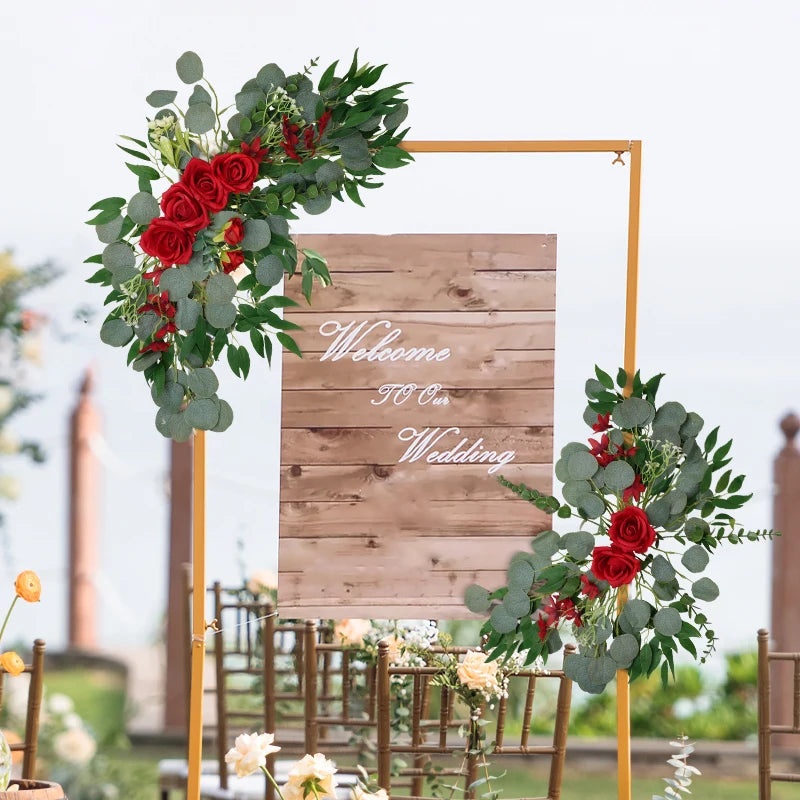 Tejesa 2 Pieces Wedding Arch Flowers Rose Rustic Wedding Flowers Garlands Silk Artifical Flower for Reception Wall Ceremony