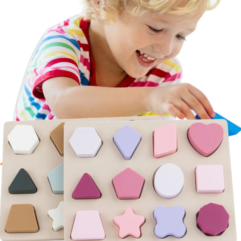 Hemasa Silicone Puzzle Montessori Toys for Baby Kids /Geometry Shape Matching Games  For Kids