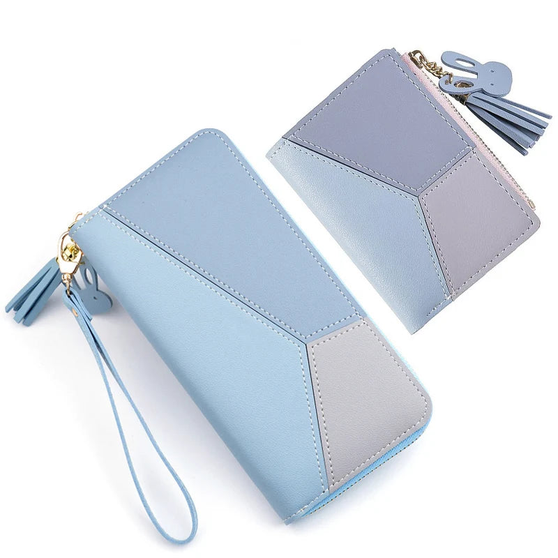 Heamsa  Zipper Coin Purse Lady Long Short Purses Handbags Women Clutch Cards Holder PU Leather Moneybag Billfold Wallet