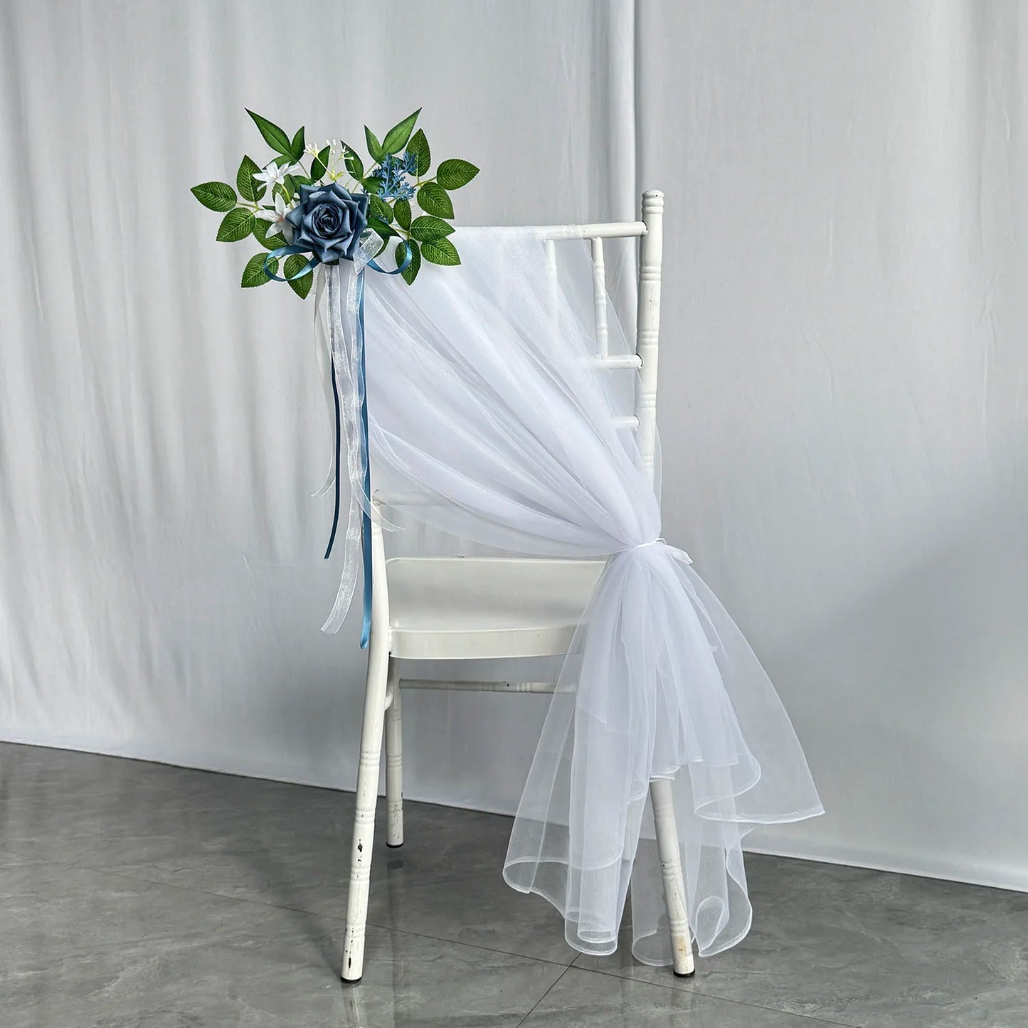 YeeNanee 8pcs Wedding Chair Decoration Flowers Artificial Rose Eucalyptus Pew Flowers for Wedding Ceremony Aisle Church Decor