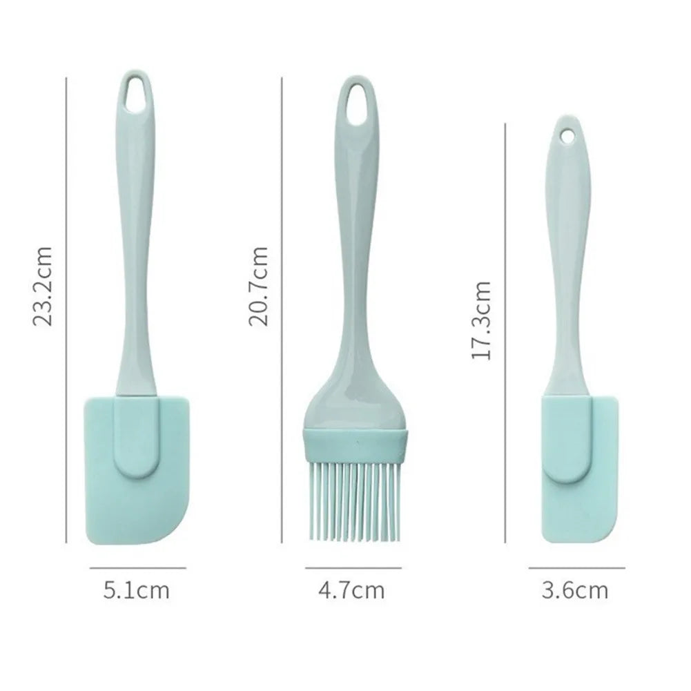 Hemasa 3Pcs Cream Scraper DIY Bread Cake Butter Spatula Mixer Oil Brush Kitchen Baking Tool Silicone Spatula Non-stick