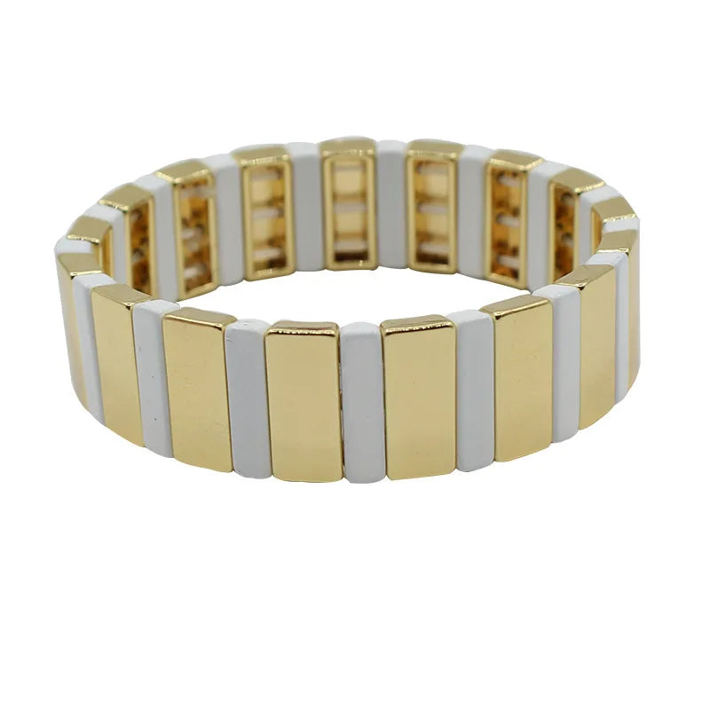 New Fashion Enamel Paint Ladies Bracelet Geometric Small Fresh Bracelet Ins Macaron Color Matching Net Red Bracelet DIY Jewelry