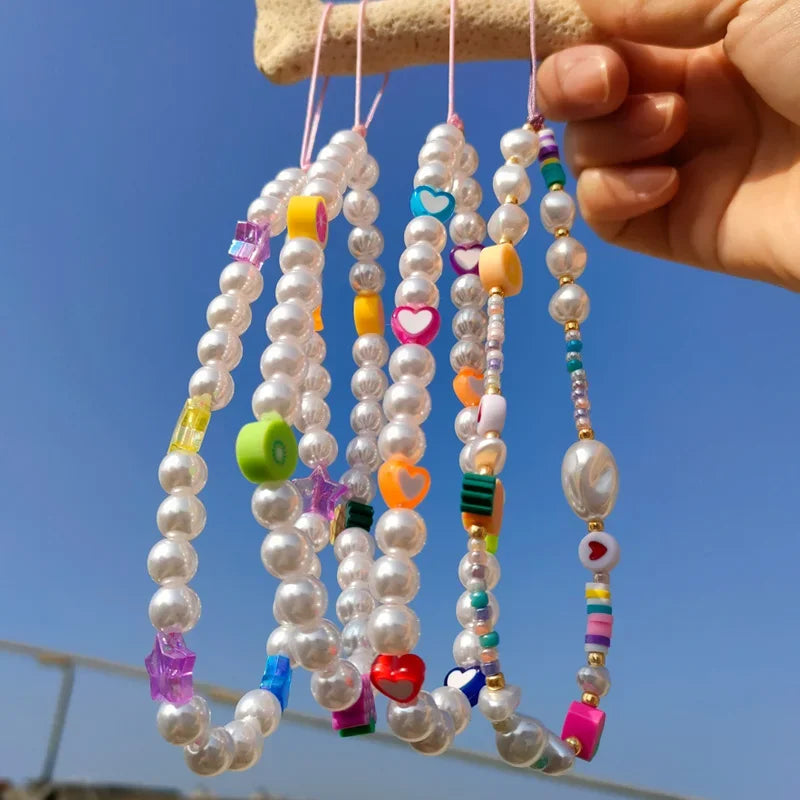 2024 New Trendy Pearl Bead Phone Strap Anti-Lost Lanyard for Women Jewelry Mobile Phone Chain Wrist Strap Rope Accessories