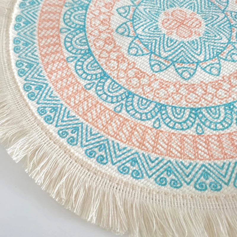 Hemasa Bohemian Round Placemats Simple Handwoven Jute Placemats Coasters(set of 4)