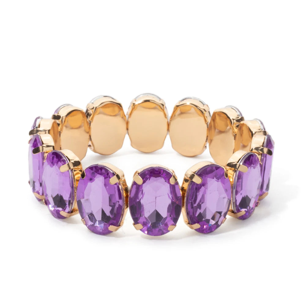 Tejesa Zirconia Bangle For Women Gold Color Crystal Stretchable Bracelets