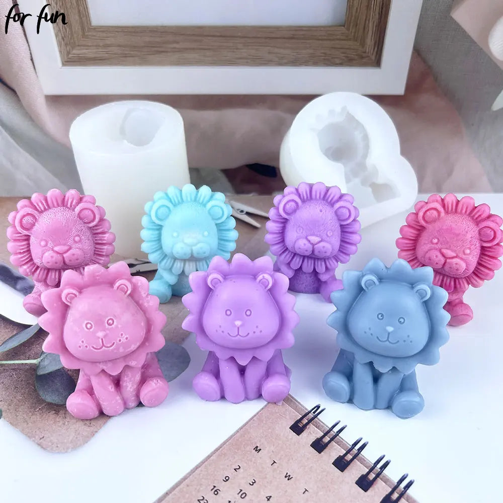 For Fun Cute Lion Silicone Candle Mold Aromatherapy Plaster Handmade Soap Resin Making Molud Baking Mold Home Decoration Gift