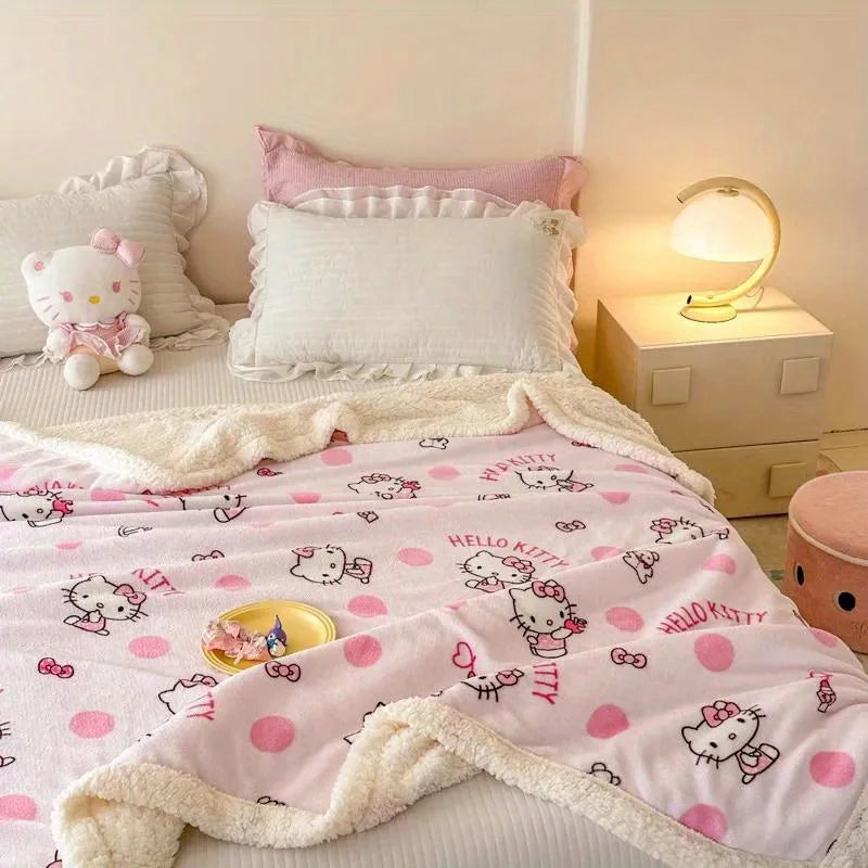 Hemasa Hello Kitty  Double-Layered  Reversible Washable Throw Blanket