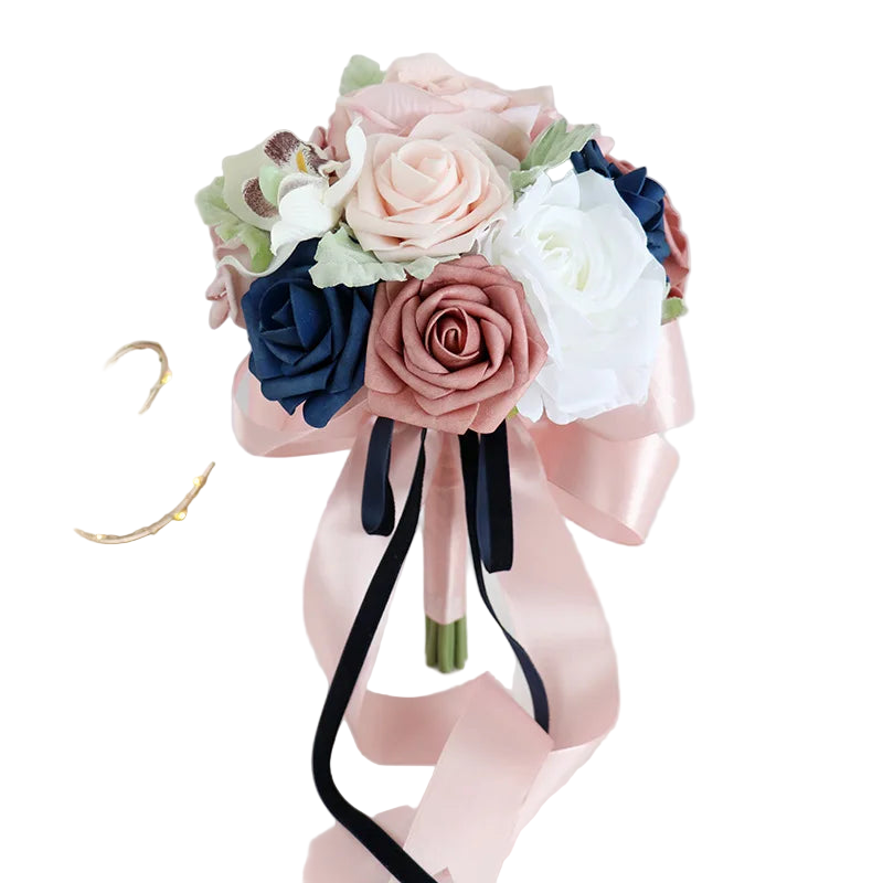 Tejesa Terracotta Bride Bridesmaid Bouquets 7 inch Artificial Rose Flower Tossing Bouquet for Fall Wedding Ceremony Decor