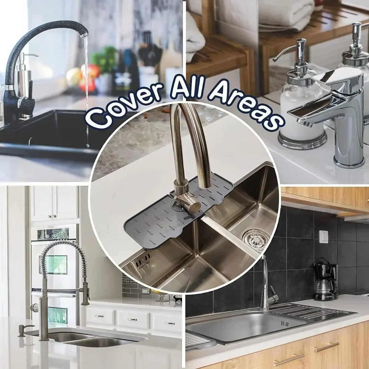 Hemasa Kitchen Gadgets Silicone Absorbent Pad Shelf Sink Splash Catcher Protective Mat Bathroom Drain Mat