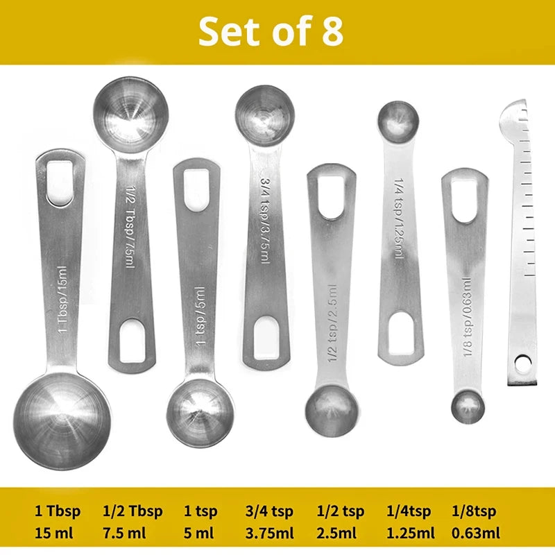 Tejesa 6/9/11Pcs Measuring Spoons Set Stainless Steel Seasoning Coffee Scoop Measuring Spoon With Scale Kitchen Baking Measuring Tools