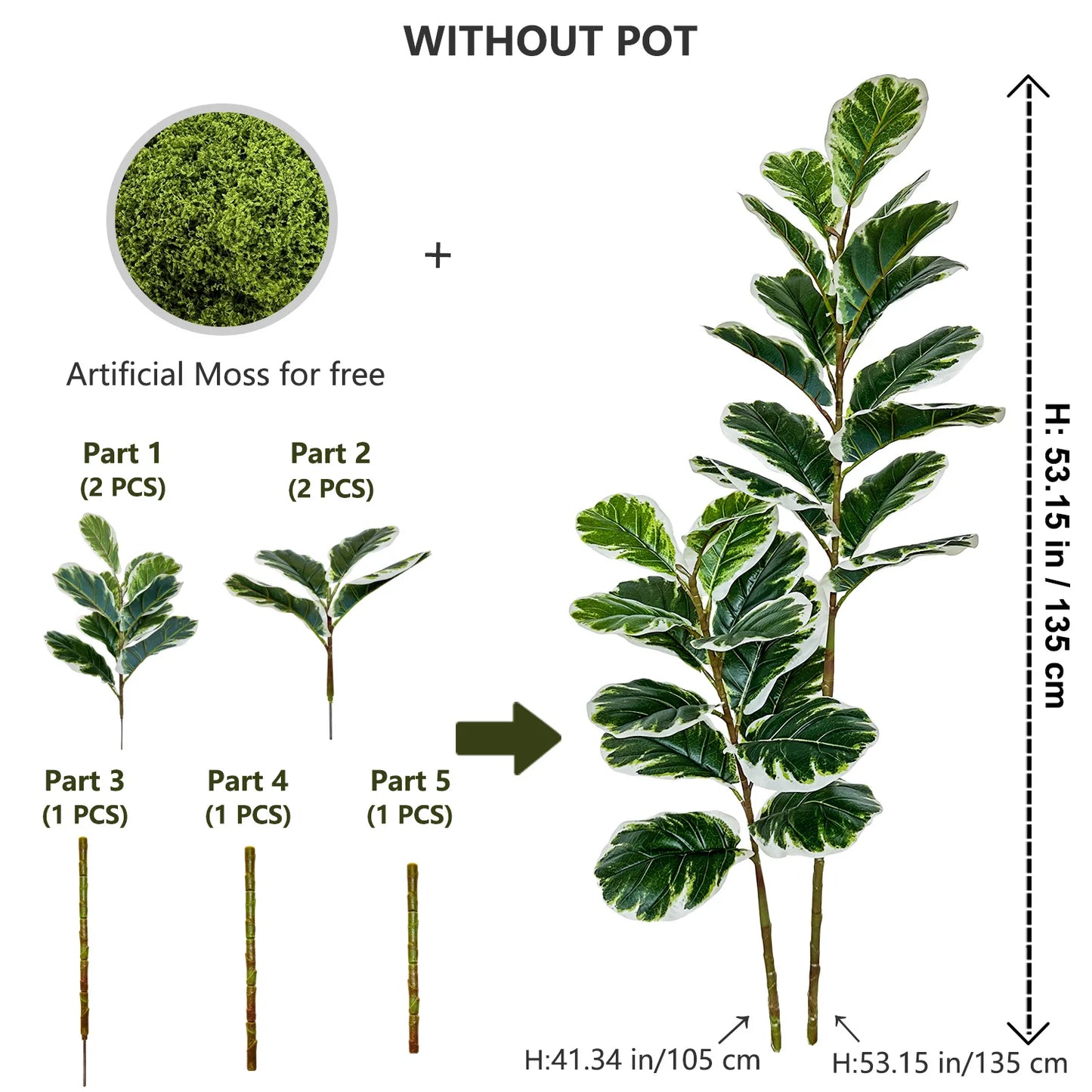 Tejesa 115-240CM New Artificial Fiddle Leaf ficus tree plant Ornament indoor Fake Plant for Home garden Room wedding Decor halloween