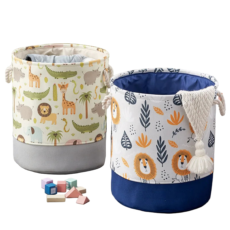Tejesa Canvas Folding Storage Basket /Cartoon Print Storage Fabric Wardrobe Bedroom Closet Toys Laundry Basket