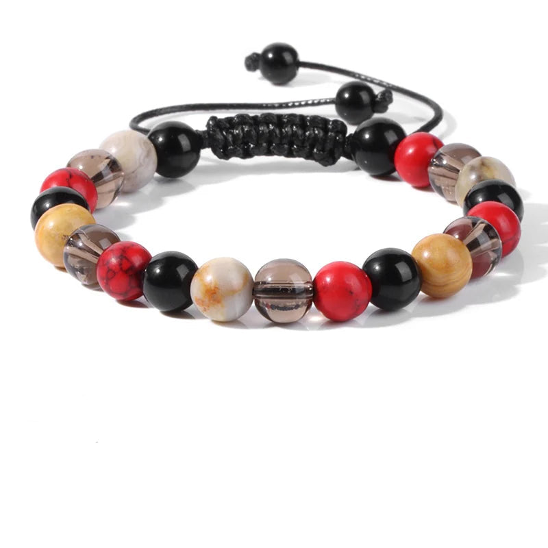 Tejesa 8MM Mix Natural Stone Braided Bracelet Smoky Quartz Beaded Bracelets For Women Men Balance Energy Woven Wristbands Jewelry Gift
