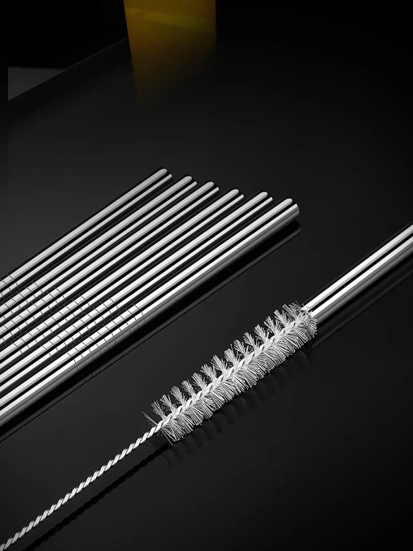 Heamsa 8PCS 304 Stainless Steel Replacement Straws Cleaning Brush