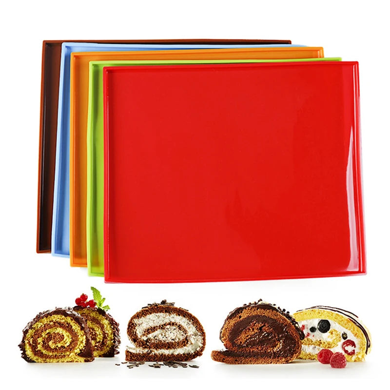 Tejesa Silicone Baking Mat Swiss Roll Mat Non-Stick Cake Tray Cake Roll Pad Oven Mat Bakeware Baking Inserts Sheet Kitchen Accessories