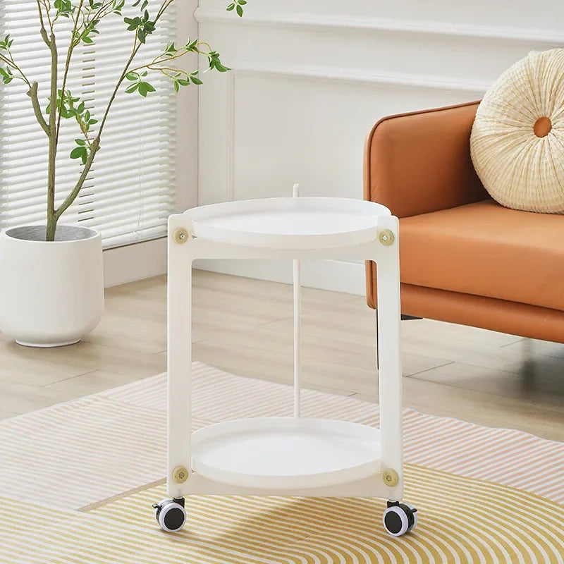 Living Room Mobile Round Coffee Table Nordic Creative Home Cart Movable Storage Rack Storage Bedroom Bedside Trolley