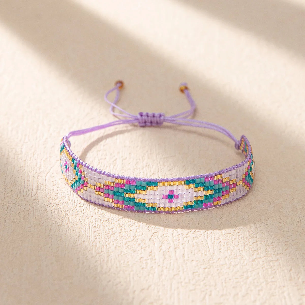 Tejesa Miyuki Seed Beaded Bracelet Adjustable Rope Chain Charm Bracelet for Women/ Girls